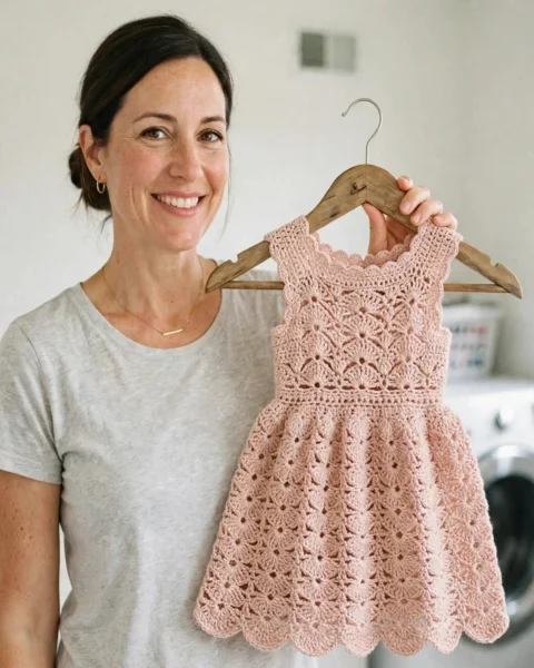 Rosie-Kleid: Zartrosa Spitzen-Babykleid – Kostenlose Häkelanleitung