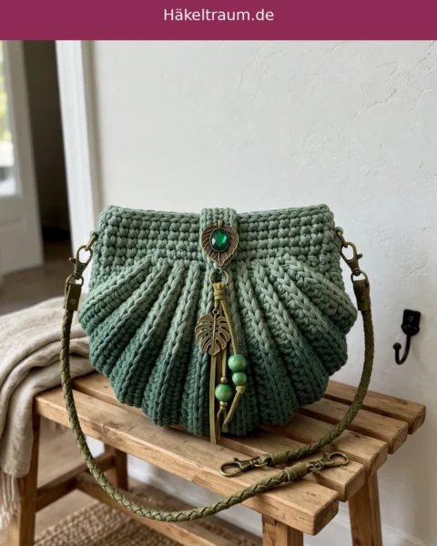 Muscheltasche häkeln: Salbei Botanische Tasche Anleitung
