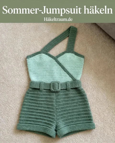Salbeigrüner Häkel-Jumpsuit – Kostenlose Häkelanleitung