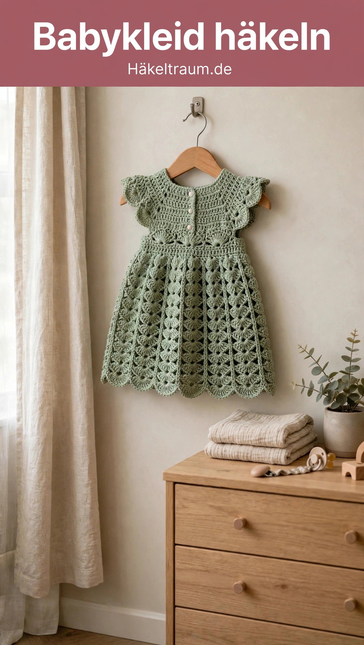 Salbeigrünes Spitzen-Babykleid