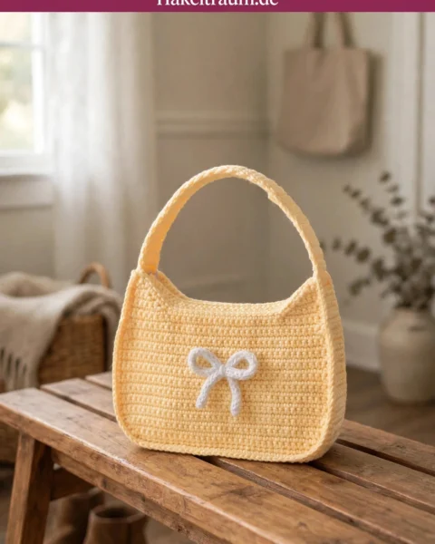 Schleifenhandtasche häkeln – Süße Handtasche mit Schleife
