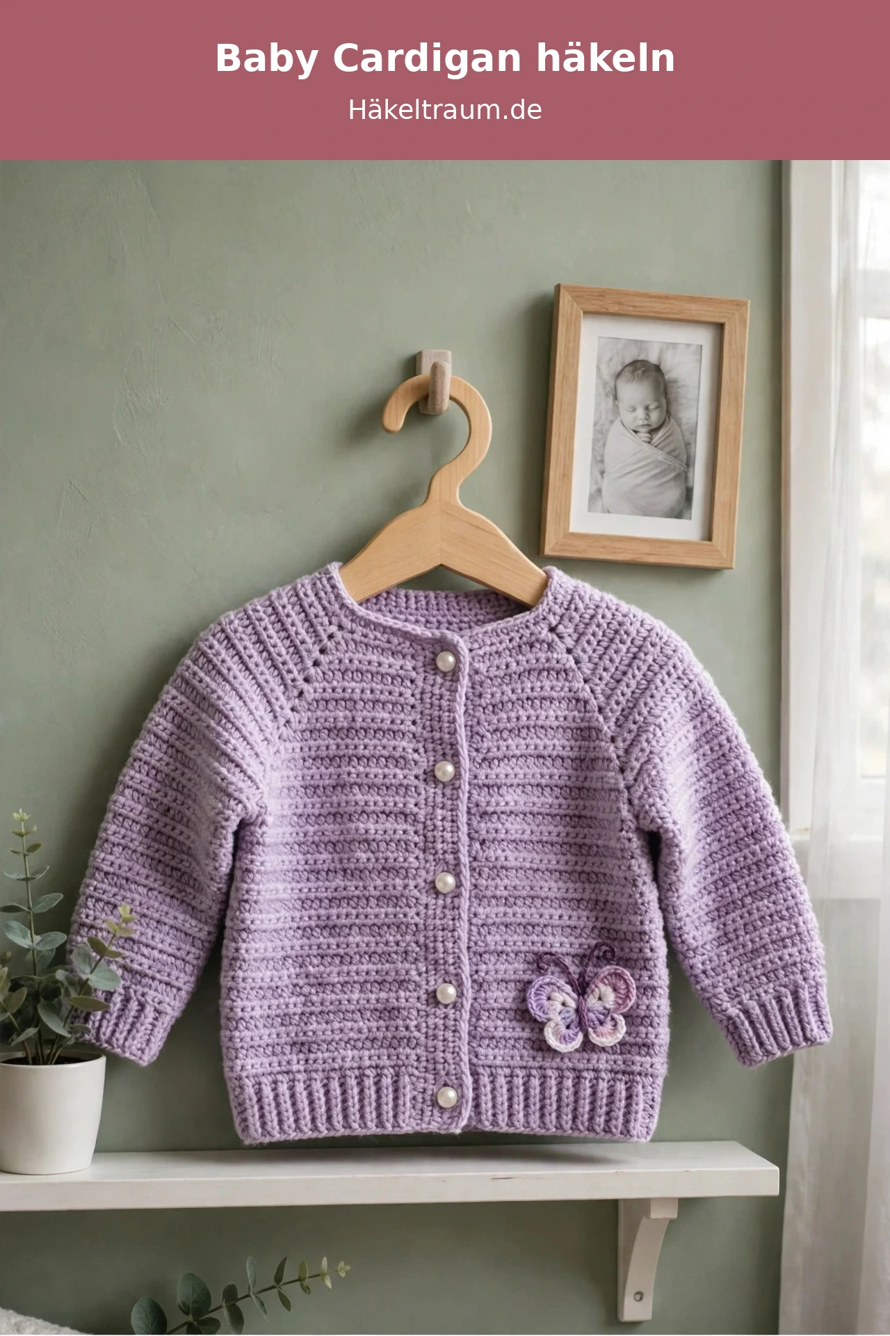 Lavendel Schmetterling Baby Cardigan