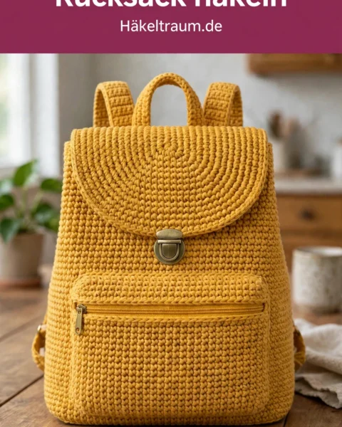 Senfgelben Häkelrucksack häkeln – Kostenlose Anleitung