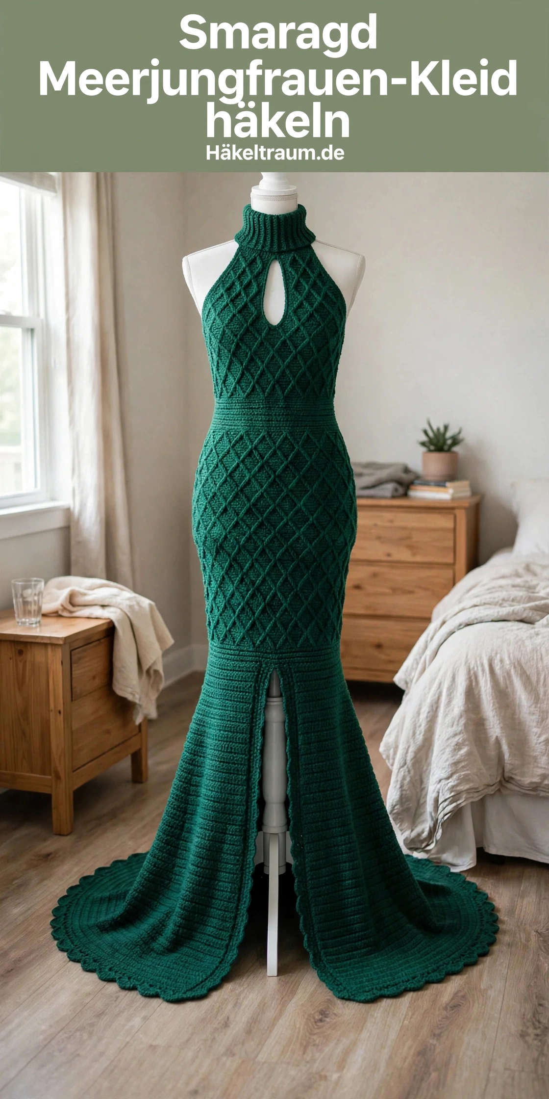 Smaragd Meerjungfrauen-Kleid mit Rautenmuster