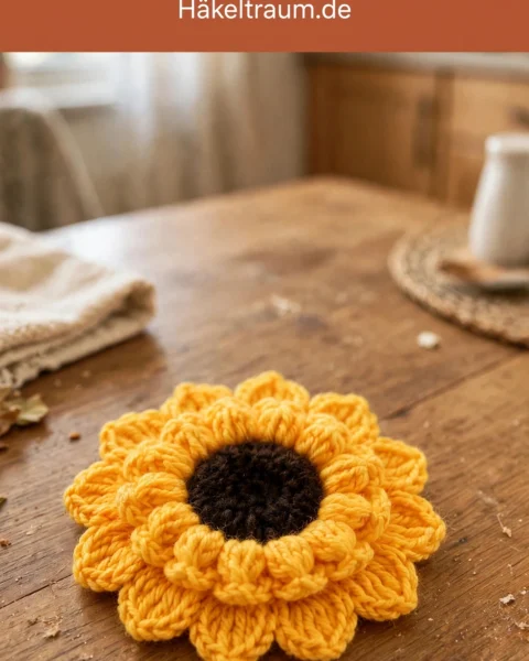 Sonnenblumen-Blüte häkeln – kostenlose Häkelanleitung