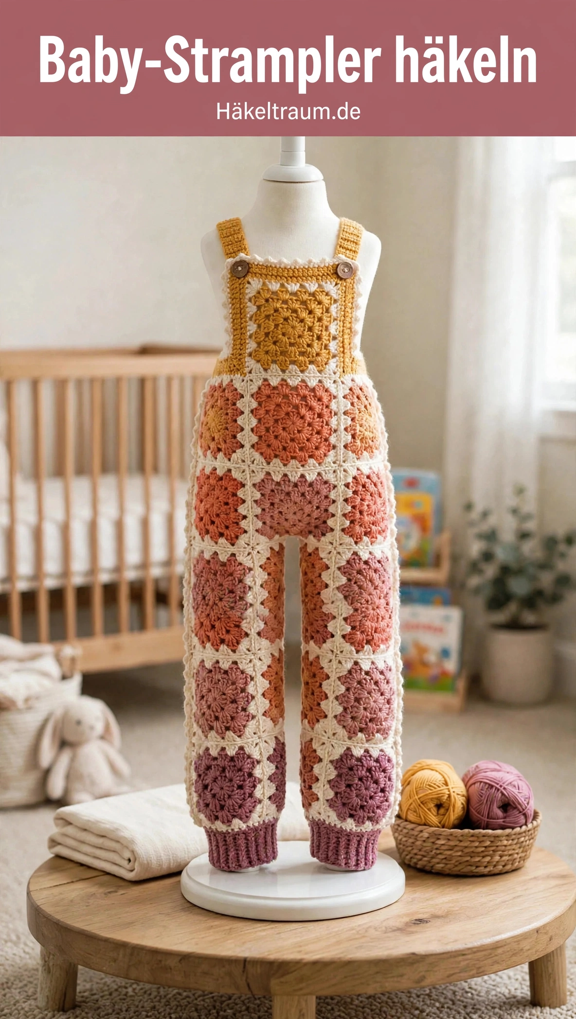 Sonnenuntergang-Ombre Baby-Strampler aus Granny Squares