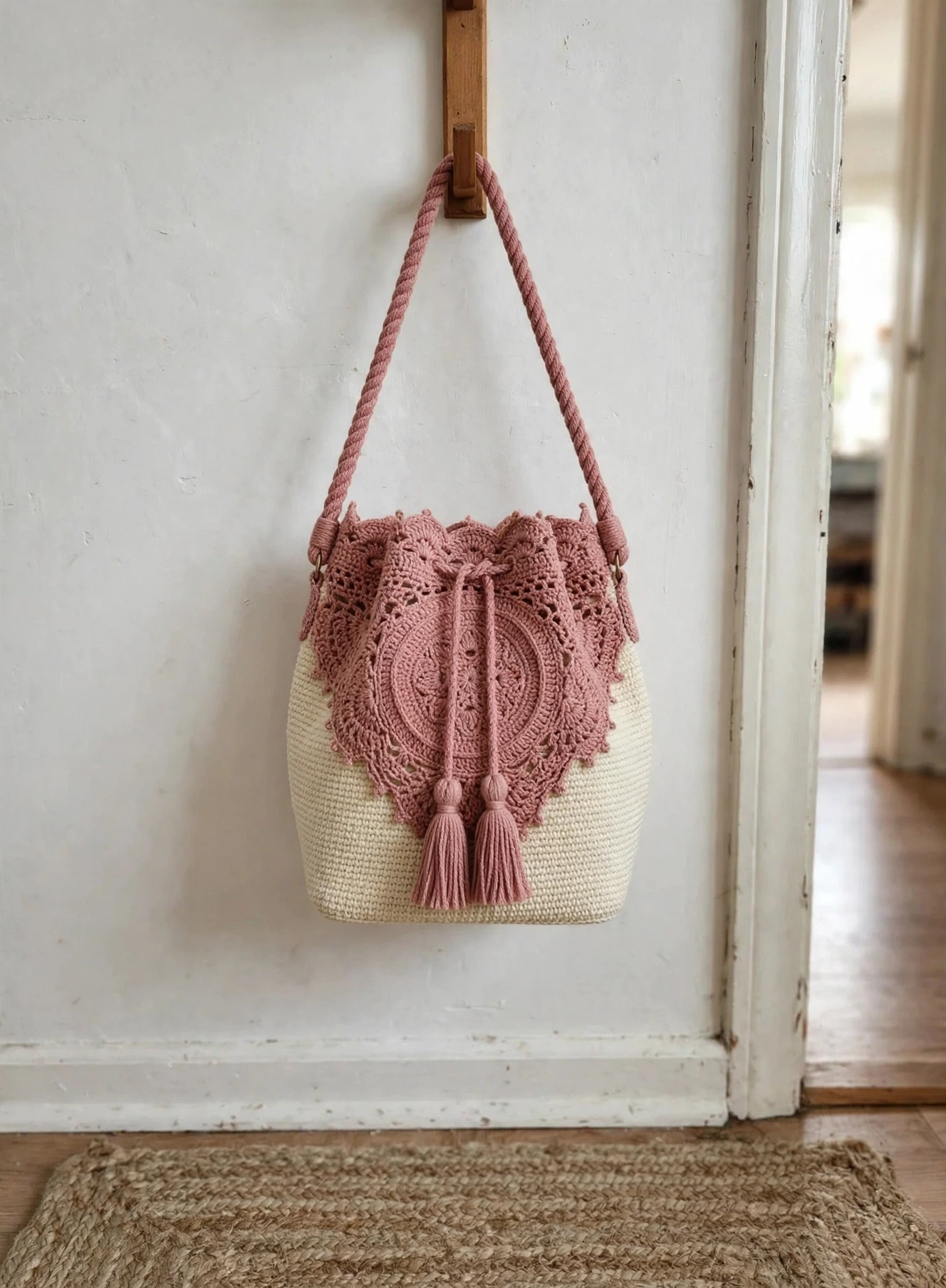 Staubrosa Spitzen Beuteltasche fertig