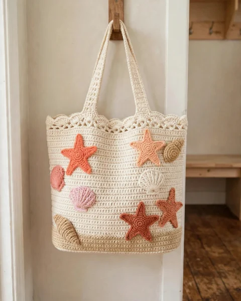 Strandtasche mit Seestern & Muscheln – Kostenlose Häkelanleitung