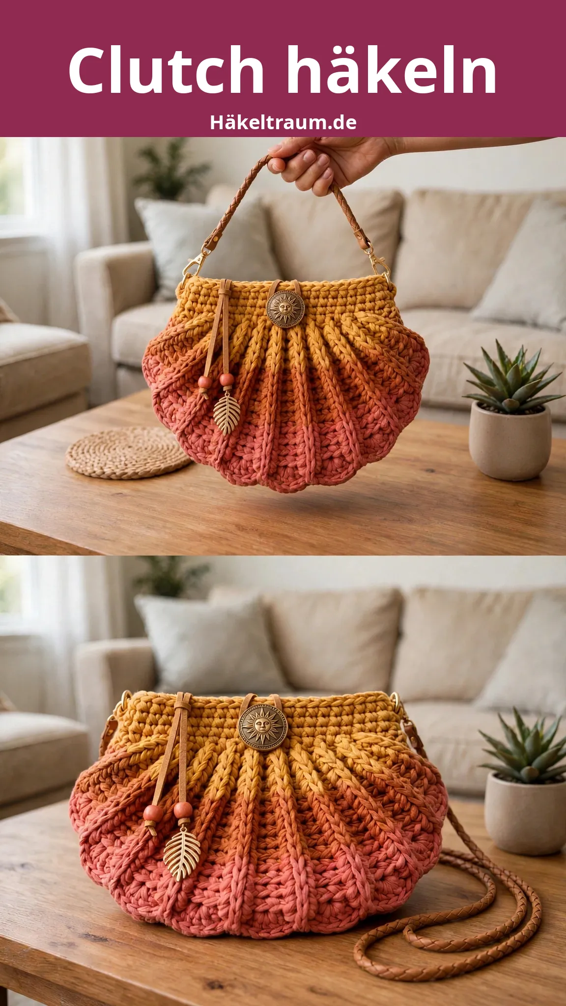 Sunset Ombré Muschel-Clutch