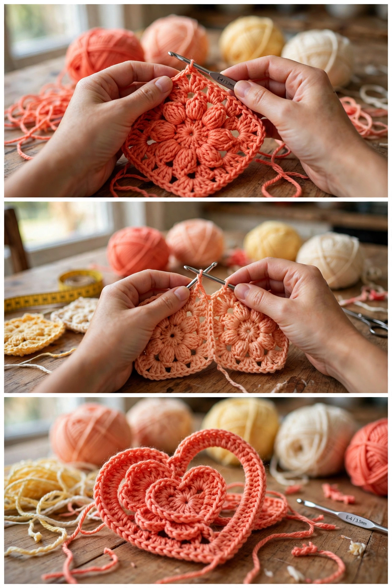 Sunset-Verlauf Blütenherz Neckholder in Arbeit