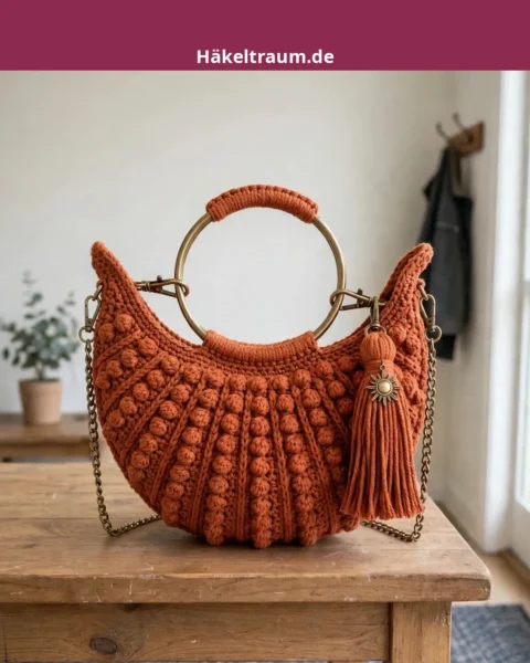 Terrakotta Mond Tasche häkeln – Häkelanleitung