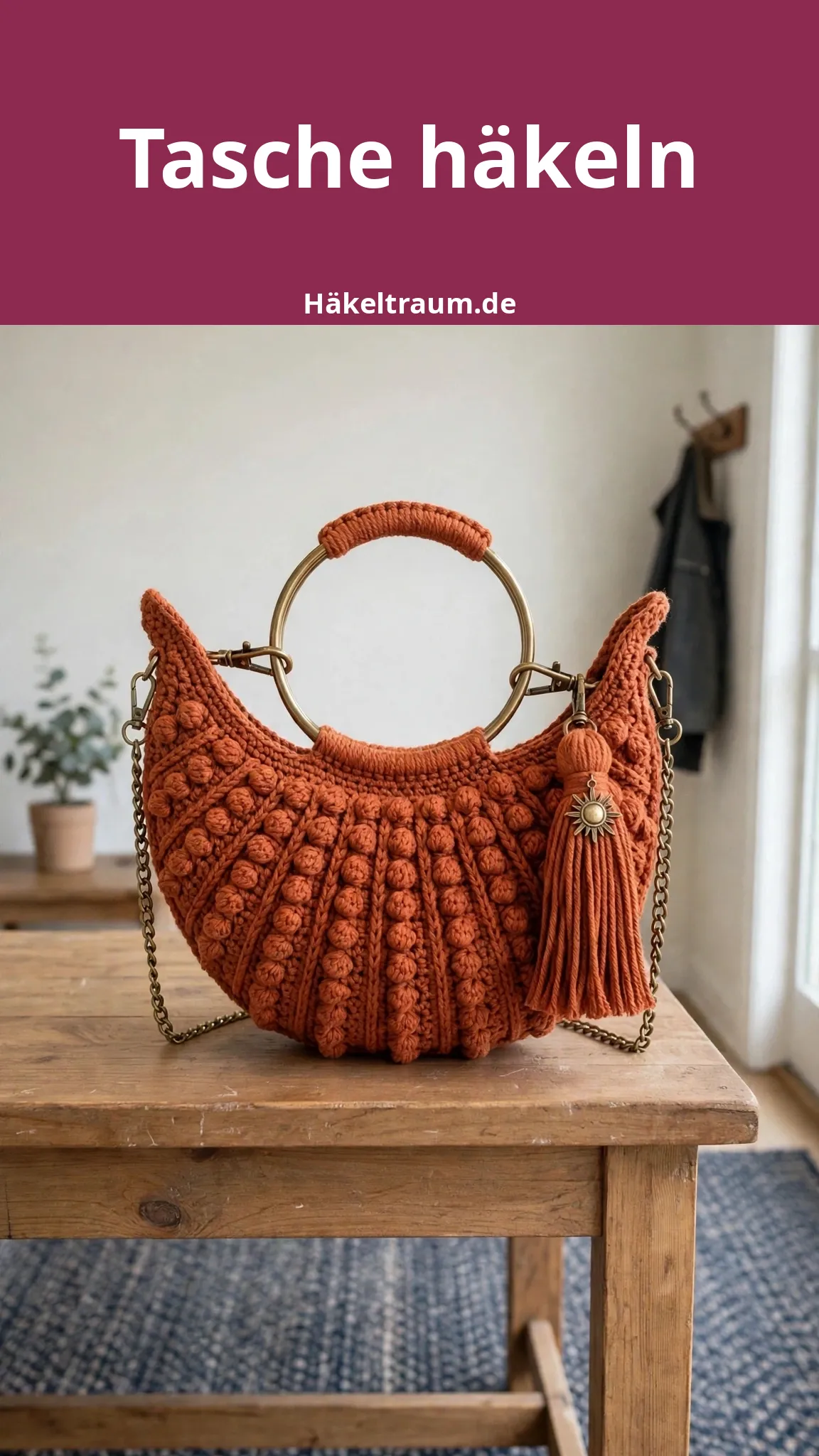 Terrakotta Mond Tasche mit Bronzebeschlag