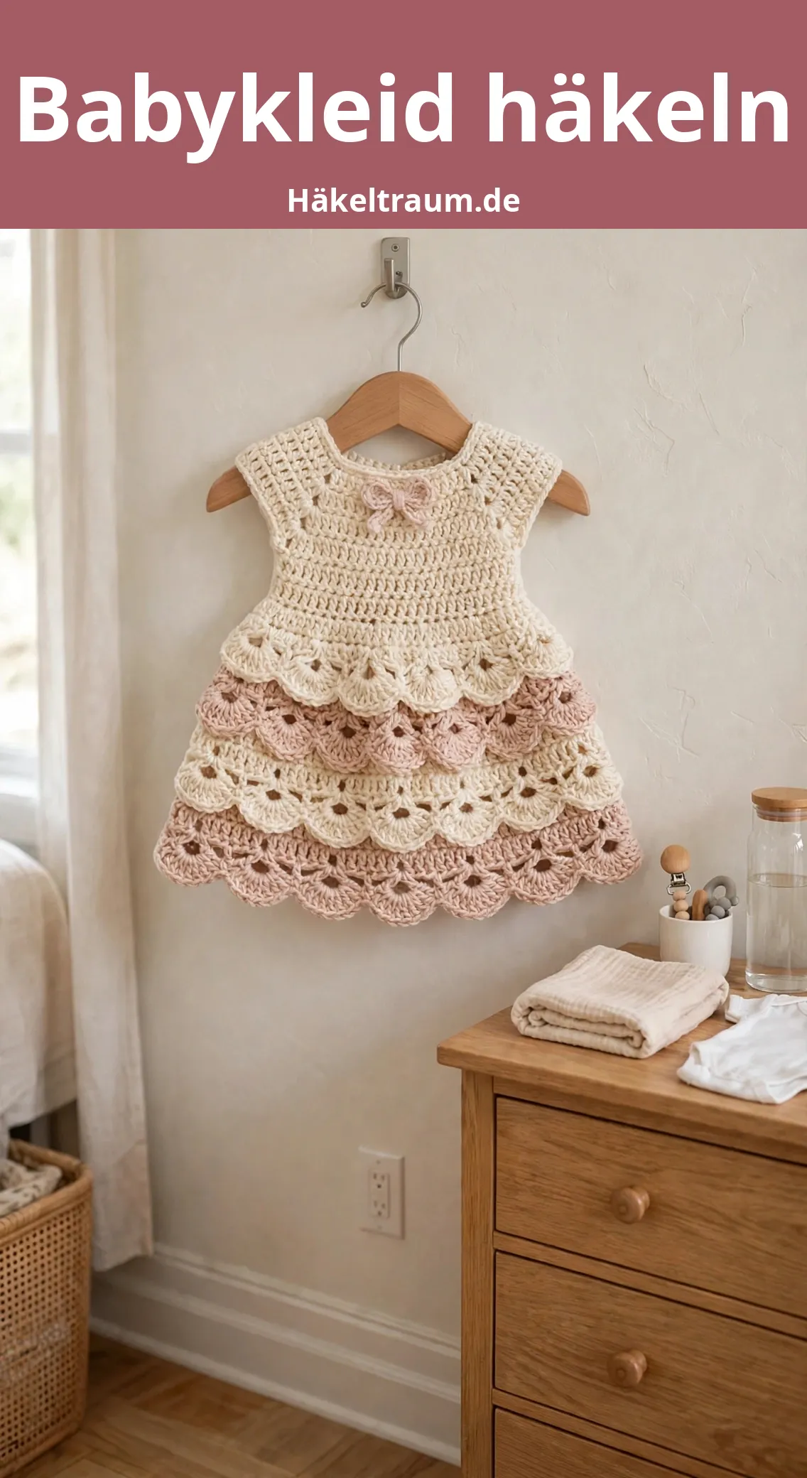 Vanille-Rosé Stufen-Babykleid