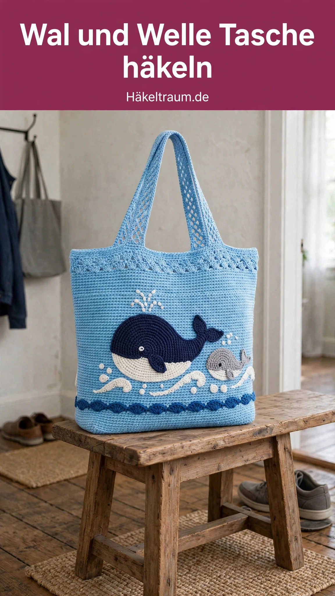 Wal und Welle Ozean Tasche