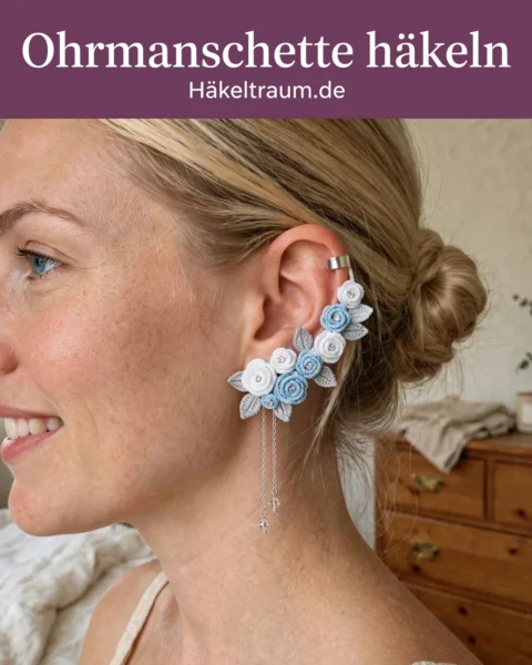 Winterrosen-Ohrmanschette häkeln