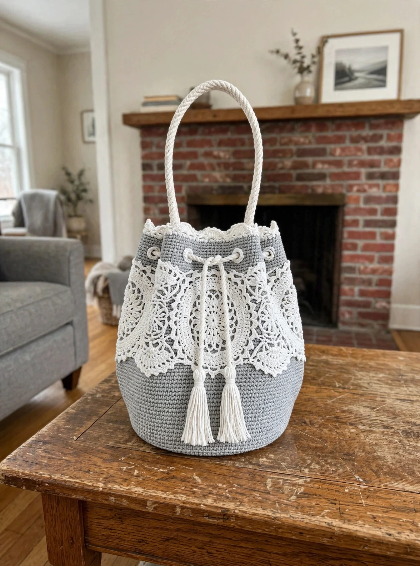 Fertige Schneeflocken-Eimertasche
