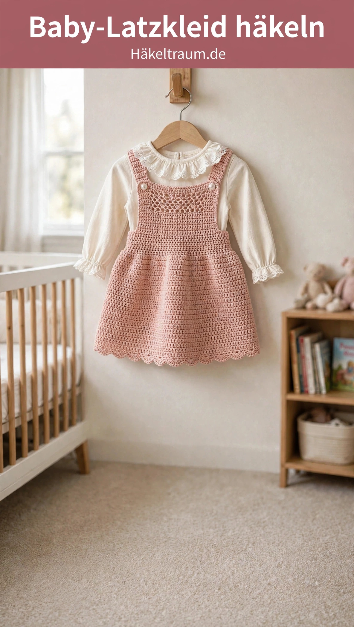 Zartrosa gehäkeltes Baby-Latzkleid