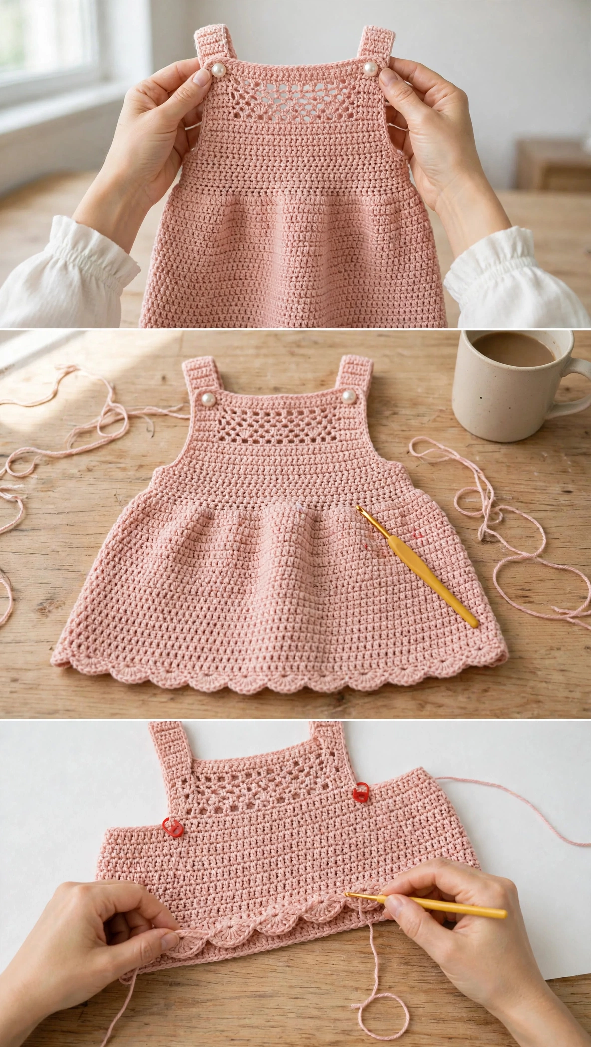 Baby-Latzkleid in Arbeit