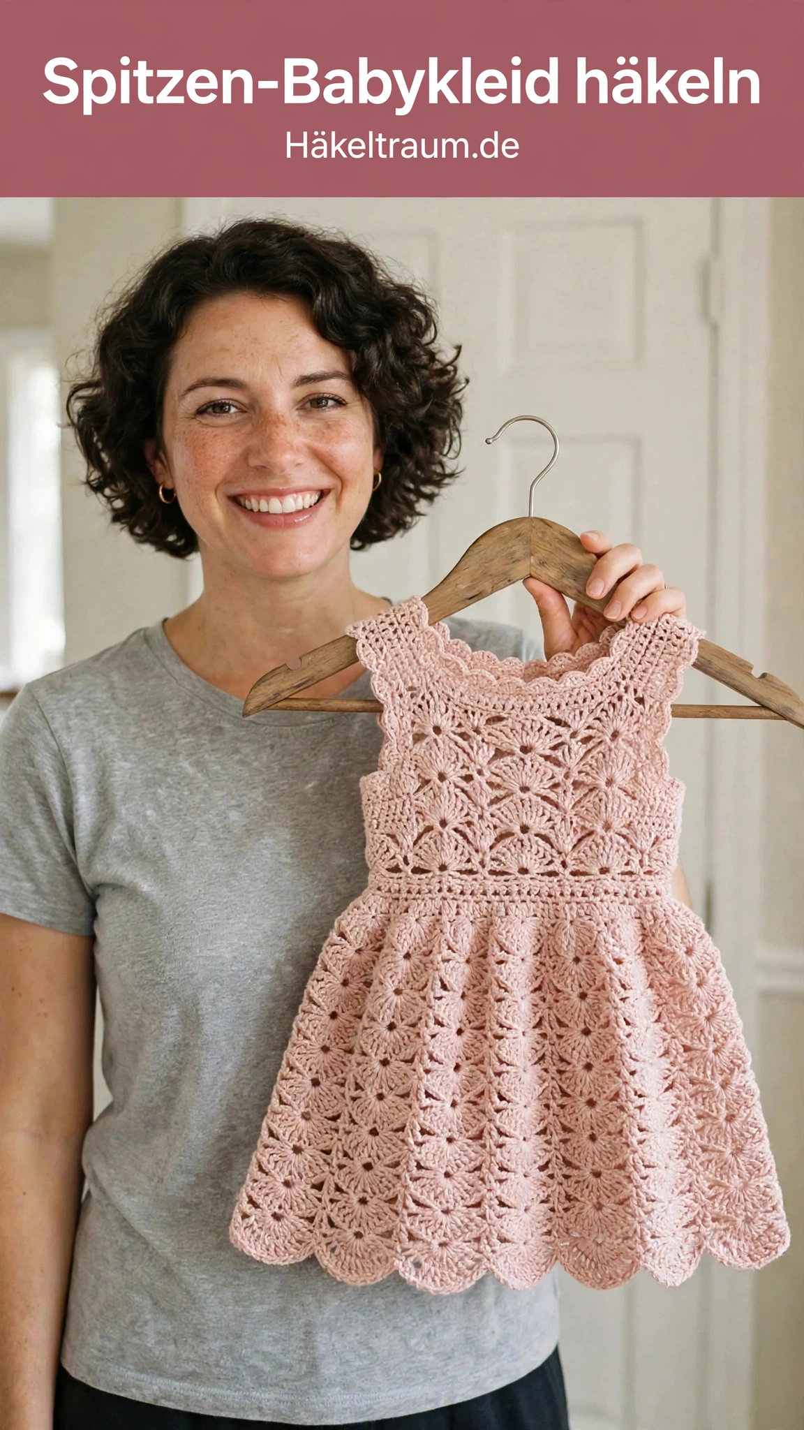 Zartrosa Spitzen-Babykleid