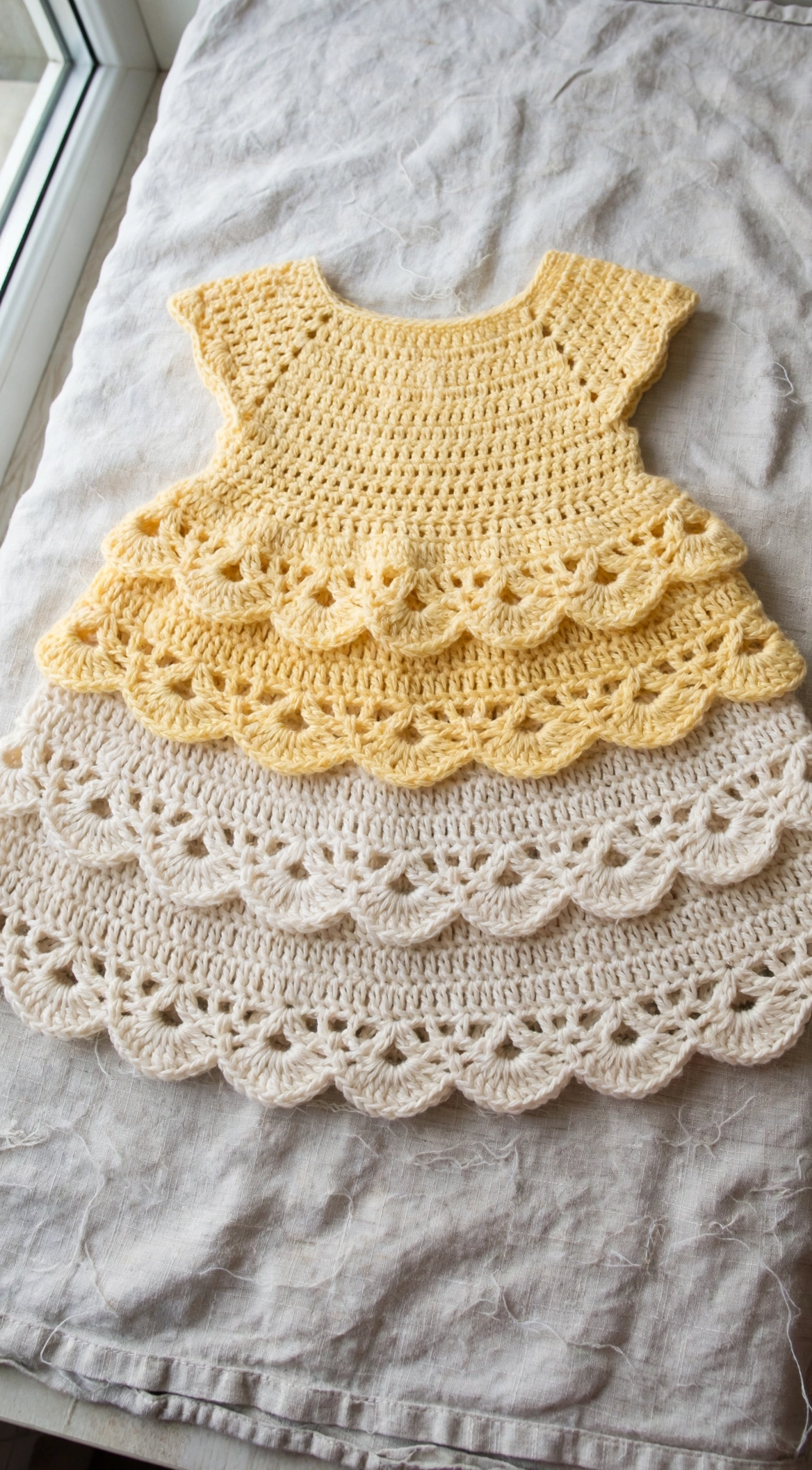 Zitronen Babykleid Muschelmuster Detail